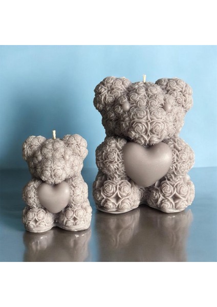 Ikili Desenli Lavanta Kokulu Ayıcık Mum, Mor