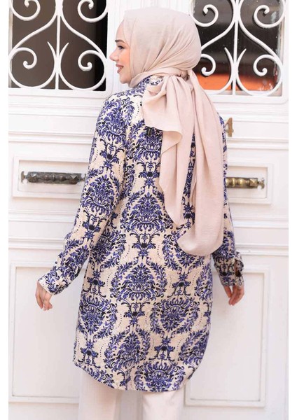 Desenli Mor Tesettür Tunik 11737MOR modelleri