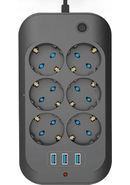 6 Priz 3xusb 10A 2 Mt Kablo 2500W Akım Korumalı Priz Ftr-11 8551