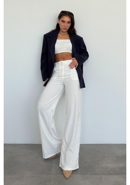 Lacivert Keten Blazer Kadın Ceket MG2443 modelleri