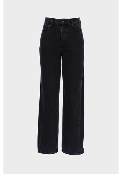 Antrasit Yüksek Bel Paçası Dönen Patı Düğmeli Loose Fit Jean Pantolon C 4809-010