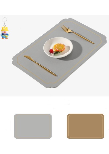 Üst Düzey Üst Düzey Kase Pası,hafif Lüksçift Taraflıçift Renkli Komplek Set Dokulu Kavisli Placemat,altın Kenarlıderi 4 Parça (Yurt Dışından)