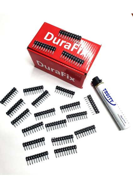 Durafix 27 mm Çelik Çivi 1000 Adet Balistik + Trusty 165 mm Gaz
