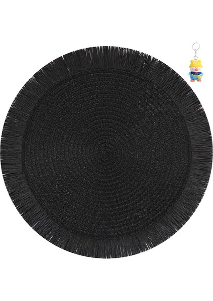 Püskül Kağıt Dokuma Placemat Düz Renkli Yuvarlak Dantel Isı Yalıtımı Anti- Placemat Düz Renkli Masa Mat Çevre Dostu Dekoratif Mat 6 Adet (Yurt Dışından)