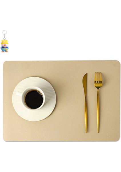 Çift Deri Placemat Isı Geçirmez Mat Ev Su Geçirmez Yağ Geçirmez Masa Mat Otel Isı Yalıtım Mat 4 Adet (Yurt Dışından)