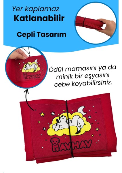 Küçük ve Orta Irk Için Köpek Minderi 47X70 cm Bordo Renkli Köpek Yatağı - Cepli ve Katlanabilir modelleri