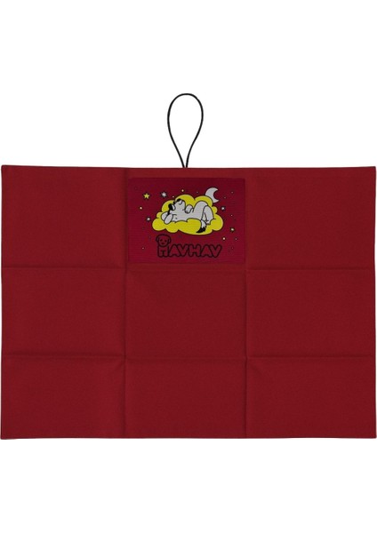 Küçük ve Orta Irk Için Köpek Minderi 47X70 cm Bordo Renkli Köpek Yatağı - Cepli ve Katlanabilir