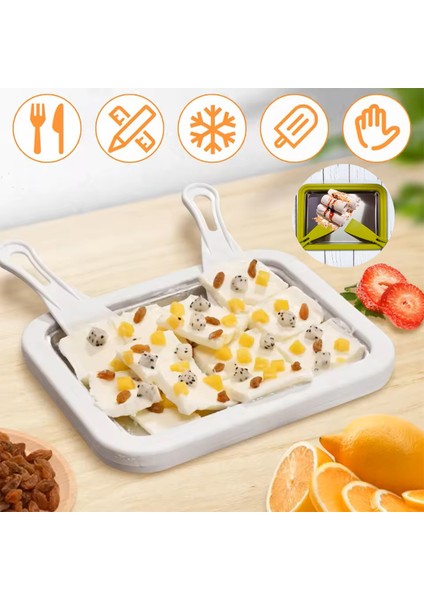 Ev Tipi Spatulalı Kore Tarzı Rulo Dondurma Tavası Yoğurt Dondurma Bowl Tabağı Dondurma Yapma Aparat