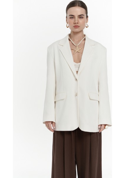 Symi Geniş Kesim Basic Ekru Blazer fiyatları