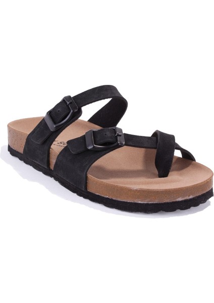S042031 Siyah Günlük Ortopedik Parmak Arası Kadın Spor Terlik