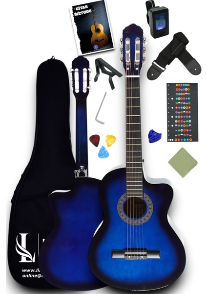 CG-3901BL Klasik Gitar 4/4 Sap Ayarlı Kesik Kasa Full Set