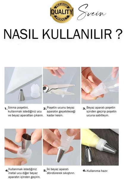 Uzun Ömürlü 10 Parça Paslanmaz Çelik Pasta Krema Sıkma Aparatı Seti Kesesi Torbası Dekoratif Süsleme indirimleri