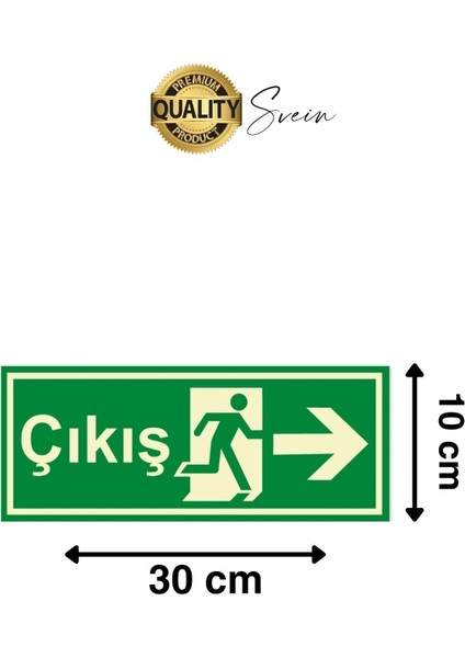 Karanlıkta Parlayan Fosforlu Acil Çıkış Yönlendirme Tabelası Aşağı Ok Levha Kaçış Yolu 30X10 cm