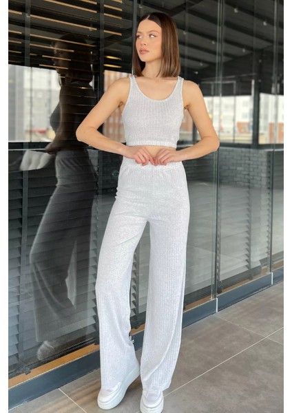 Kadın Sıfır Kol Crop Top Bluz Pantolon Ikili Takım P-00016085 fiyatları