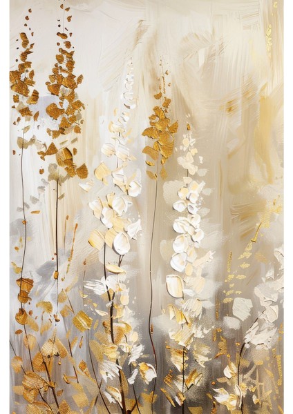 Soft Gold-Beyaz Yaprak Desenli Kombin 01 |Temperli Çerçeveli Cam Tablo 2'li Dikey fiyatları