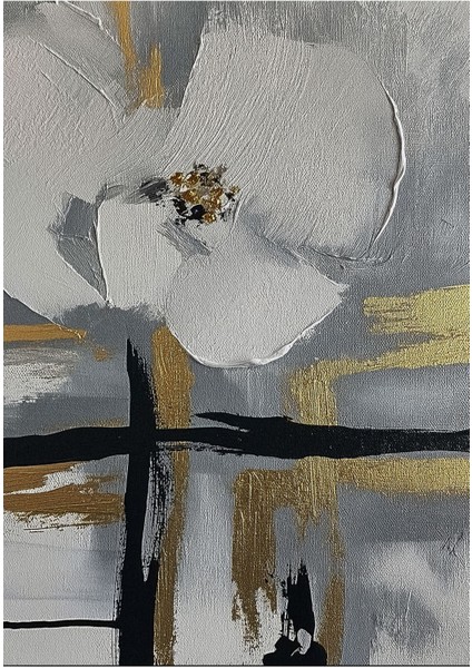 Gri-Gold Renk Soyut Çiçek Desenli Kombini 01 |Temperli Çerçeveli Cam Tablo 2'li Dikey modelleri