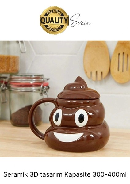 Özel Üretim Poo Kaka Emoji Kupa Bardak Esprili Eğlenceli Kapaklı Komik Karikatür Gülücük 3D Seramik fiyatları
