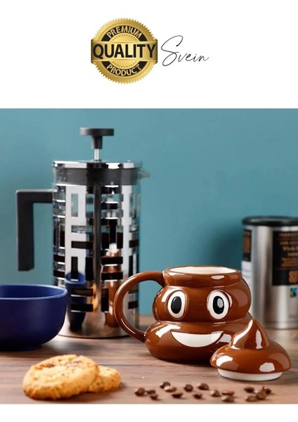 Özel Üretim Poo Kaka Emoji Kupa Bardak Esprili Eğlenceli Kapaklı Komik Karikatür Gülücük 3D Seramik indirimleri