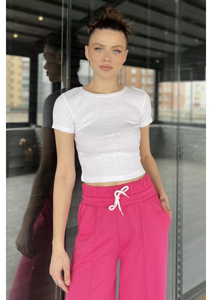 Kadın Bisiklet Yaka Taşlı Kaşkorse Bluz P-00016076