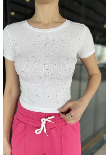 Kadın Bisiklet Yaka Taşlı Kaşkorse Bluz P-00016076