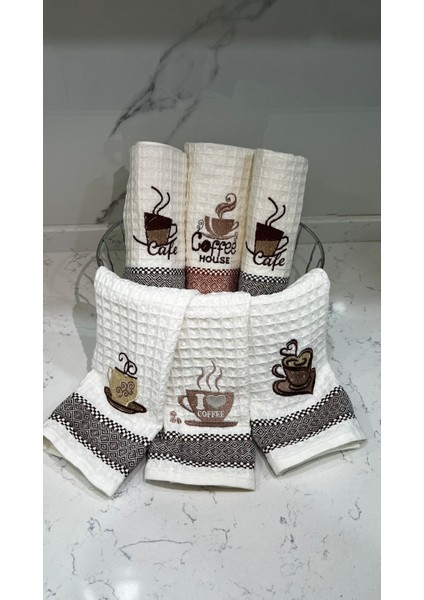 6'lı Mutfak Havlusu Kahve Set 35 x 55