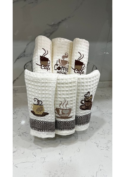 6'lı Mutfak Havlusu Kahve Set 35 x 55