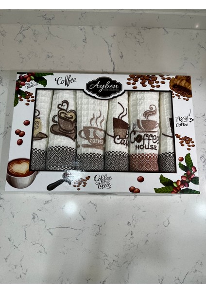 6'lı Mutfak Havlusu Kahve Set 35 x 55