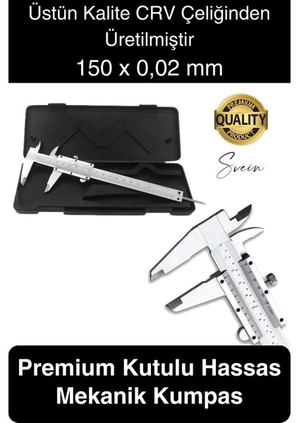 Premium Endüstriyel Hassas Ölçüm Mekanik Kumpas Analog Mikrometre Derinlik Genişlik 150 x 0.02 mm