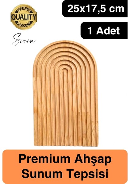 Dekoratif Ahşap Oymalı Kahverengi Gökkuşağı Çay Kahve Sunum Tepsisi Tabağı Doğal Şık Dekor Sunumluk
