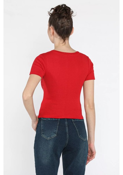 Kadın Bisiklet Yaka Taşlı Kaşkorse Bluz P-00016076