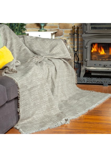 Purecot Premium Pamuklu Püsküllü Koltuk Örtüsü 180 x 220 cm Çift Taraflı Terletmez Kaymaz , Açık Kahve fiyatları