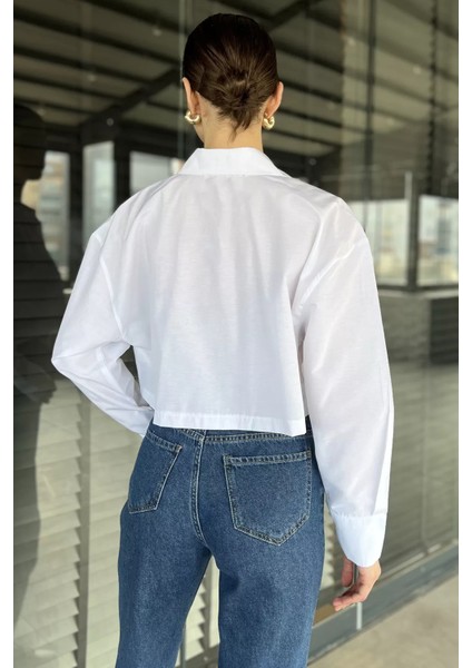 Kadın Basic Crop Top Gömlek P-00016057