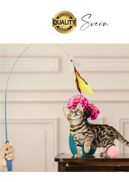 Dayanıklı Teleskopik Zilli ve Tüylü Kedi Oyuncağı Eğlenceli Ayarlanabilir Peluş Interaktif Olta modelleri