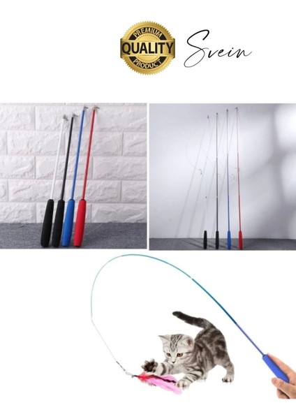 Dayanıklı Teleskopik Zilli ve Tüylü Kedi Oyuncağı Eğlenceli Ayarlanabilir Peluş Interaktif Olta fırsatları