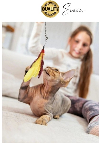 Dayanıklı Teleskopik Zilli ve Tüylü Kedi Oyuncağı Eğlenceli Ayarlanabilir Peluş Interaktif Olta indirimleri