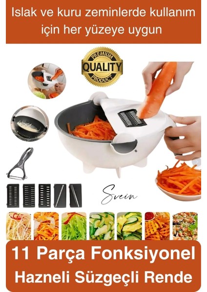 11 Parça Paslanmaz Fonksiyonel Süzgeçli Rende Hazneli Doğrayıcı Sebze Salata Için Pratik Mutfak