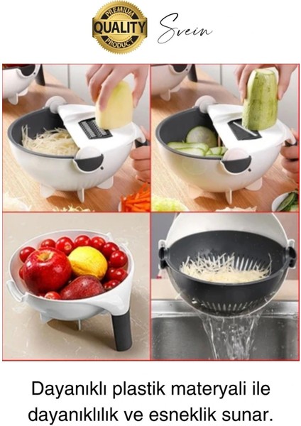 11 Parça Paslanmaz Fonksiyonel Süzgeçli Rende Hazneli Doğrayıcı Sebze Salata Için Pratik Mutfak