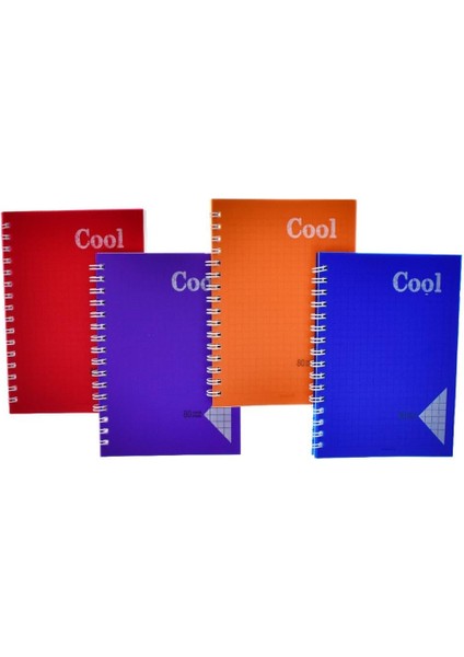 A6 80 Yaprak Kareli Cool Defter Pp Kapak Spiralli 1 Adet