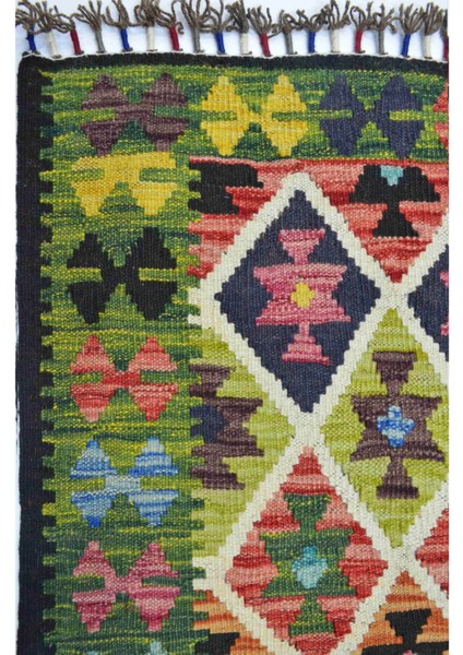 Yün Iplikten El Dokuma Renkli Afgan Kilim 83 x 116 cm (0.96 M²)