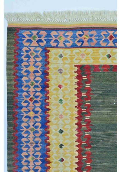 El Dokuma Renkli Kirmen Yünü ve Doğal Kök Boya Kilim 120 x 180 cm (2.16 M²)