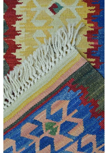 El Dokuma Renkli Kirmen Yünü ve Doğal Kök Boya Kilim 120 x 180 cm (2.16 M²)