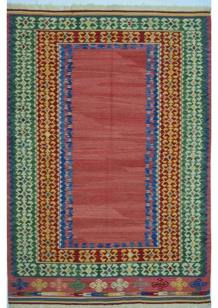 El Dokuma Renkli Kirmen Yünü ve Doğal Kök Boya Kilim 120 x 180 cm (2.16 M²)