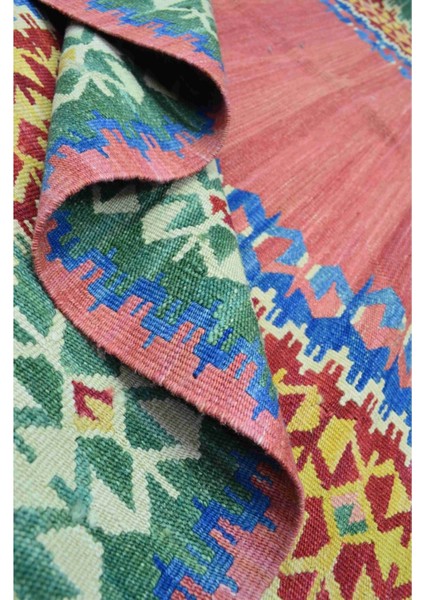El Dokuma Renkli Kirmen Yünü ve Doğal Kök Boya Kilim 120 x 180 cm (2.16 M²) indirimleri