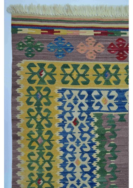 El Dokuma Renkli Kirmen Yünü ve Doğal Kök Boya Kilim 120 x 180 cm (2.16 M²) fiyatları