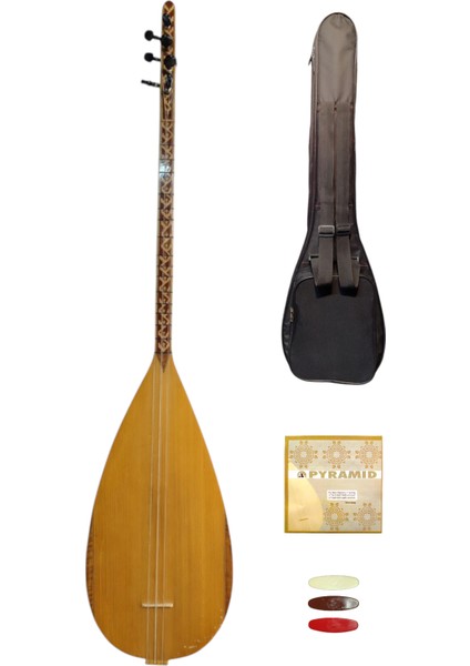 Bağlama El Yapımı Kısa Sap Oyma Dut Bağlama