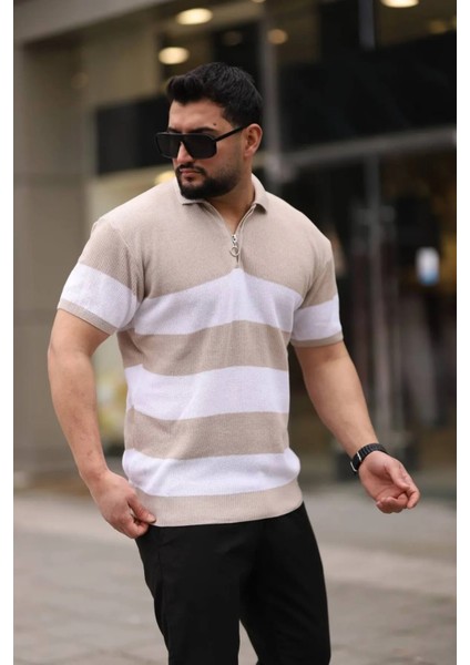 Trend Polo Yaka Yarım Fermuarlı Erkek Tshirt