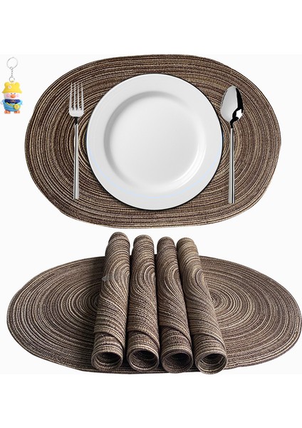 6 Adet Pamuk Iplik Oval Placemat Rami Isı Yalıtım Paspası Anti- Tencere Paspası Noel Yaratıcı El Dokuma Dekoratif Paspası (Yurt Dışından)