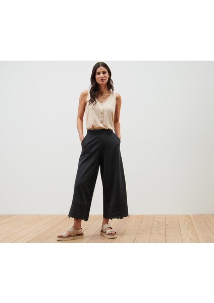 Nakışlı Culotte Pantolon