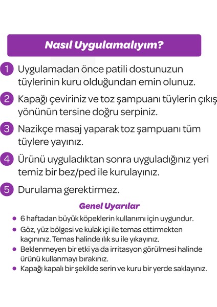 Kedi ve Köpekler İçin Lavanta ve Biberiye Özlü Toz Şampuan 150gr indirimleri