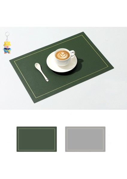 Dikdörtgen Altın Kenarlı Çift Taraflı Iki Renkli Deri Placemat Su Geçirmez Placemat Yağ Geçirmez Batı Placemat Çift Taraflı Deri Placemat 4 Adet (Yurt Dışından)
